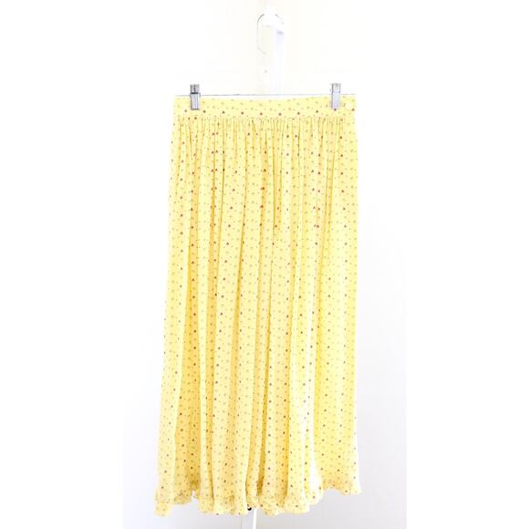 Vtg Escada Yellow Ditsy Floral Pleated Ruffle Hem Peasant Skirt Size 42 / S ? - Picture 5 of 9